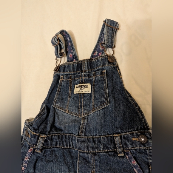 OshKosh Vintage Baby Denim Overalls With Floral Trim Size 24 Months. - Picture 8 of 10